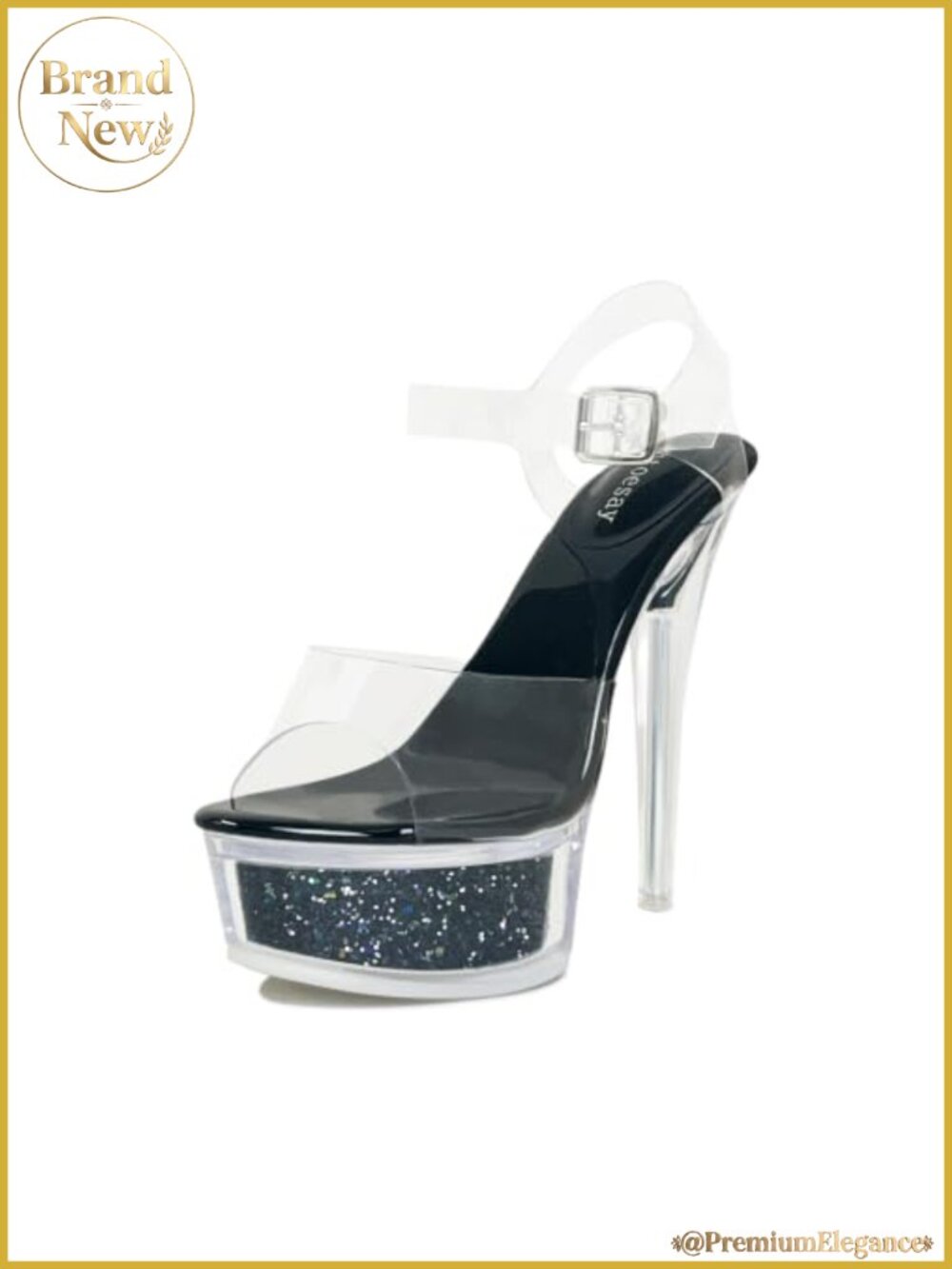 Women's Clear Strap Glitter Platform High Heel Sandals 5.5" Stiletto